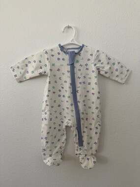 Rachel Riley Baby Ivory & Blue Letters Babygrow